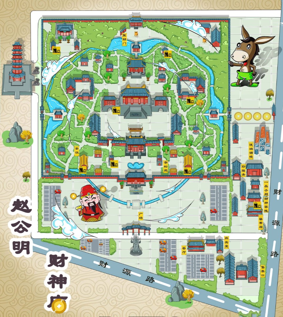 肇州寺庙类手绘地图
